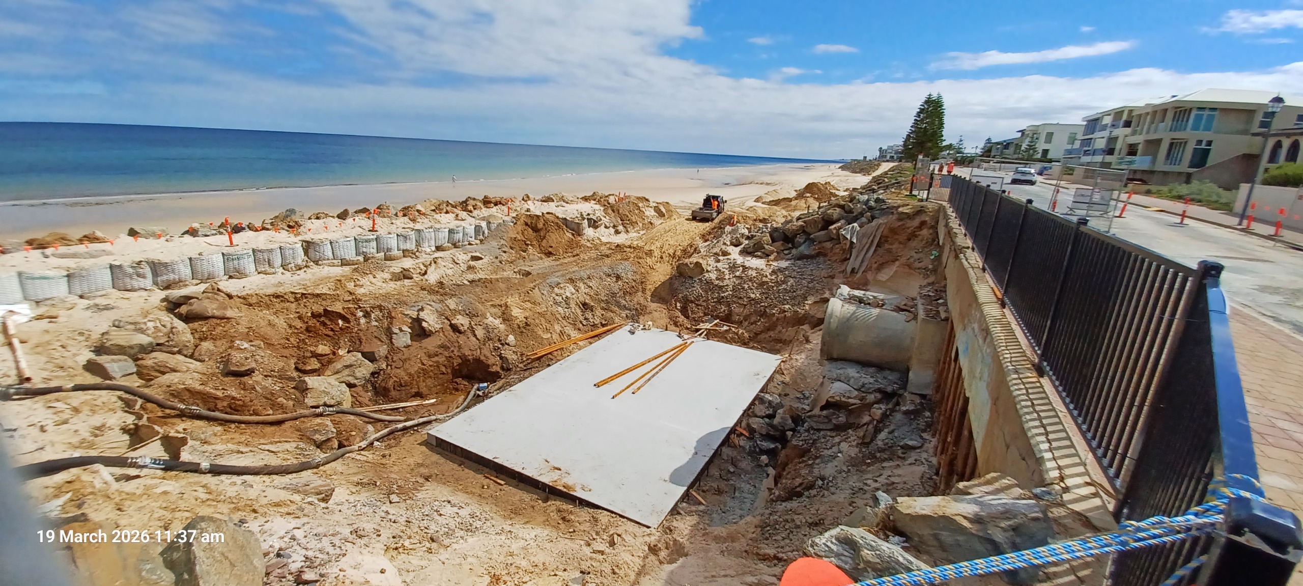 Concrete pad on the beach